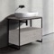 Console Sink Vanity With Ceramic Vessel Sink and Grey Oak Drawer